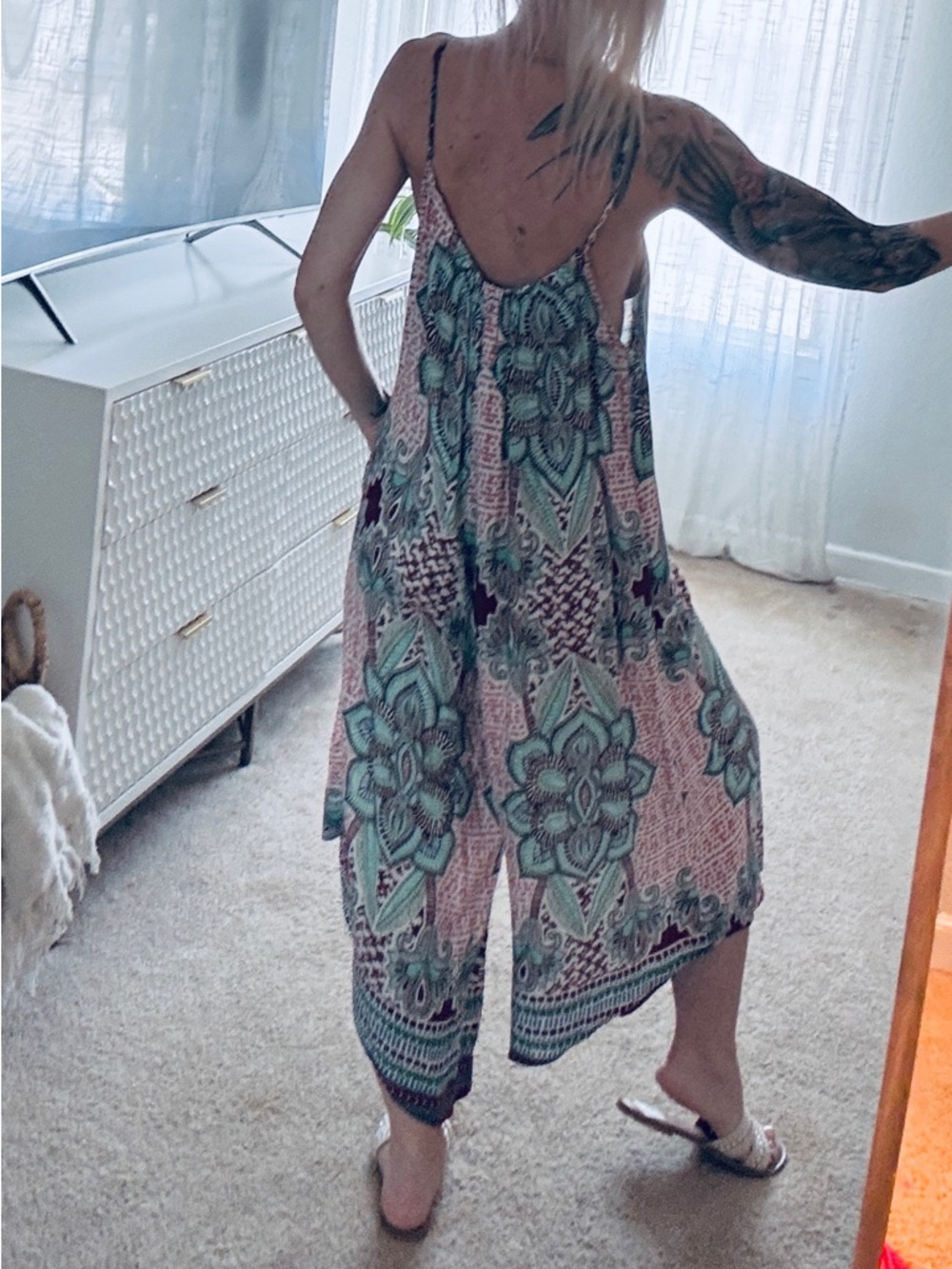 Boho Printed wide leg Jumpsuit / Playsuit w pockets by TYSA - Picture 3 of 9